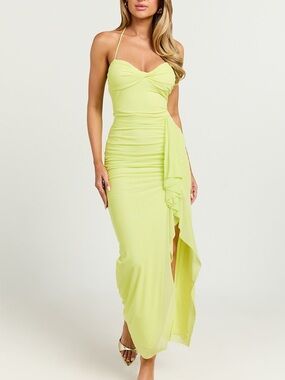 NWT REVOLVE Australia Showpo Silvana maxi dress ruched ruffled bodycon US 12
